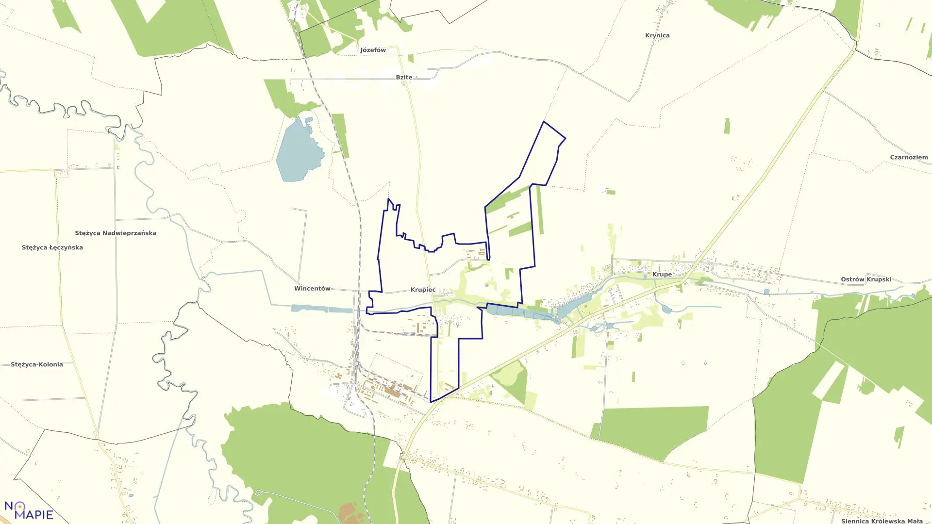 Mapa obrębu Krupiec w gminie Krasnystaw