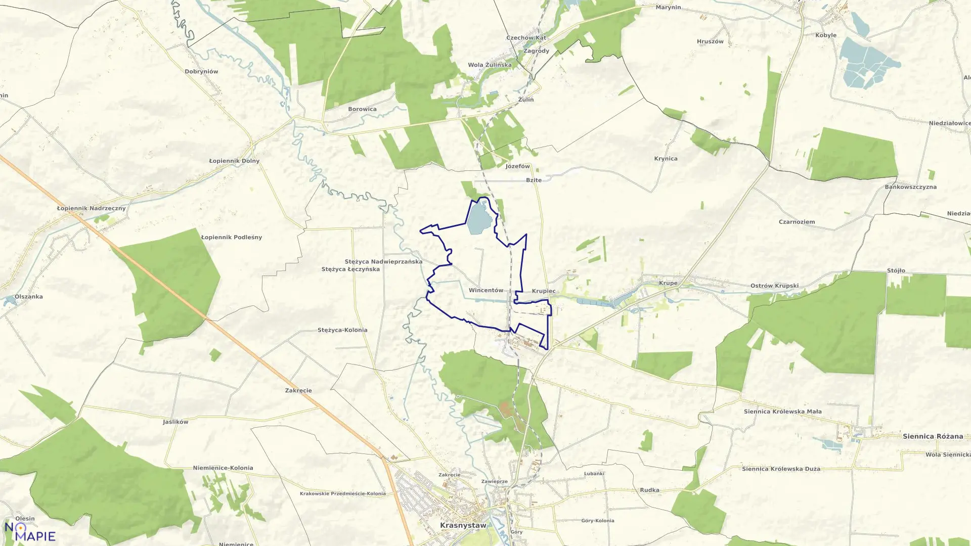 Mapa obrębu Wincentów w gminie Krasnystaw